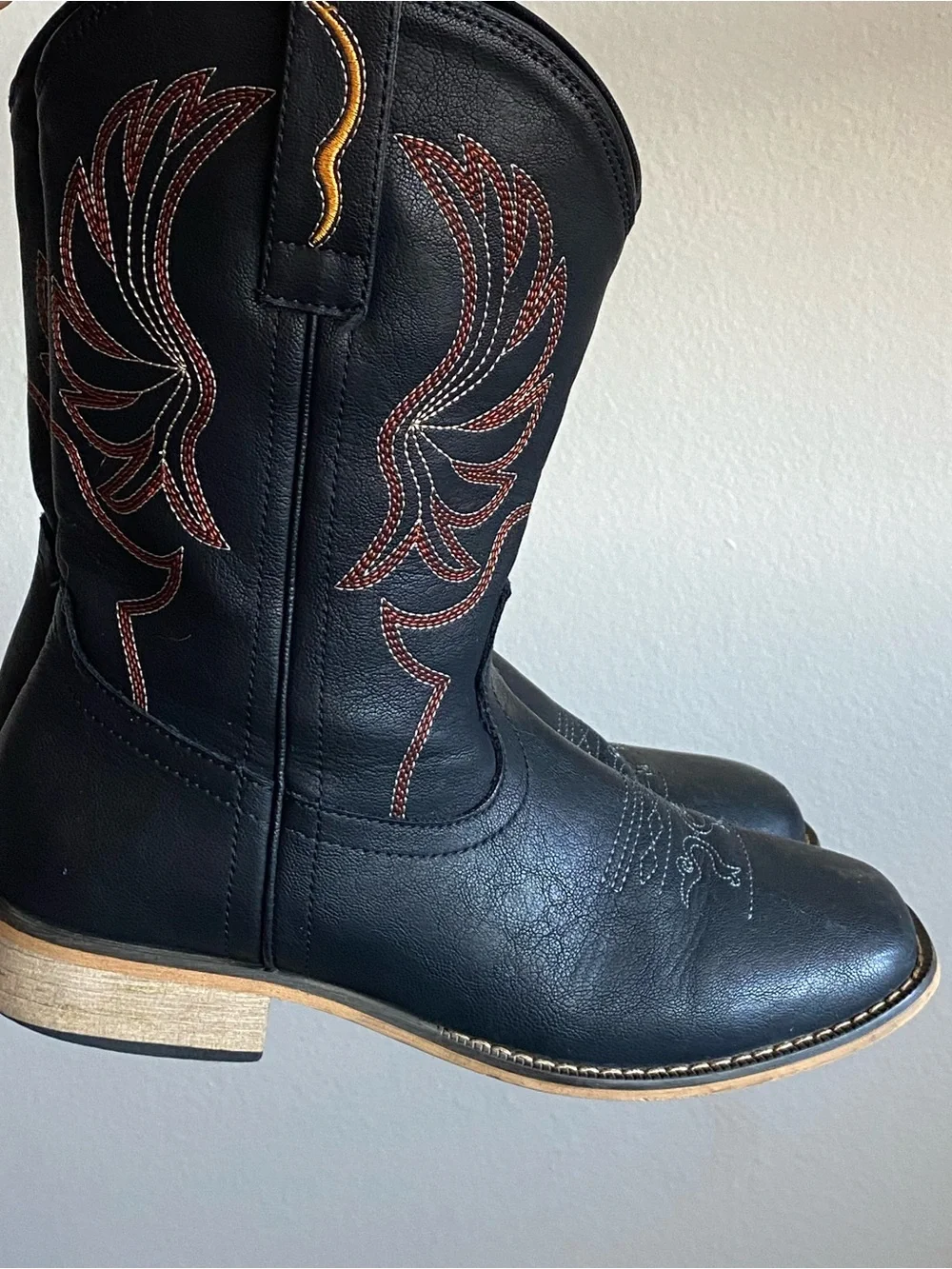 Rollda Classic Boys Black Western Cowboy Boots US Size 6
